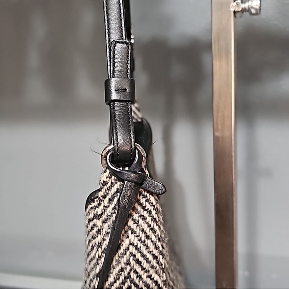 Coach Tweed Girlie Boucle Hobo Shoulder Bag Gray Herringbone Wool Y2K coquette - Picture 11 of 14